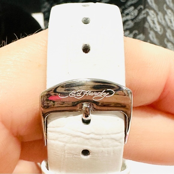 Ed Hardy Swarovski Crystals White Band Watch - Picture 7 of 9